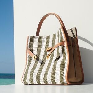 NWOT Tory Burch LEE RADZIWILL STRIPE DOUBLE BAG $1,098